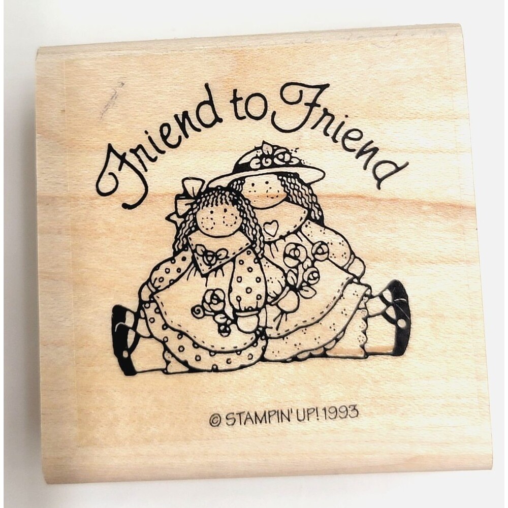 Friend to Friend Rubber Stamp Wood Stampin Up Art Crafts USA 1993 2.24" Wide